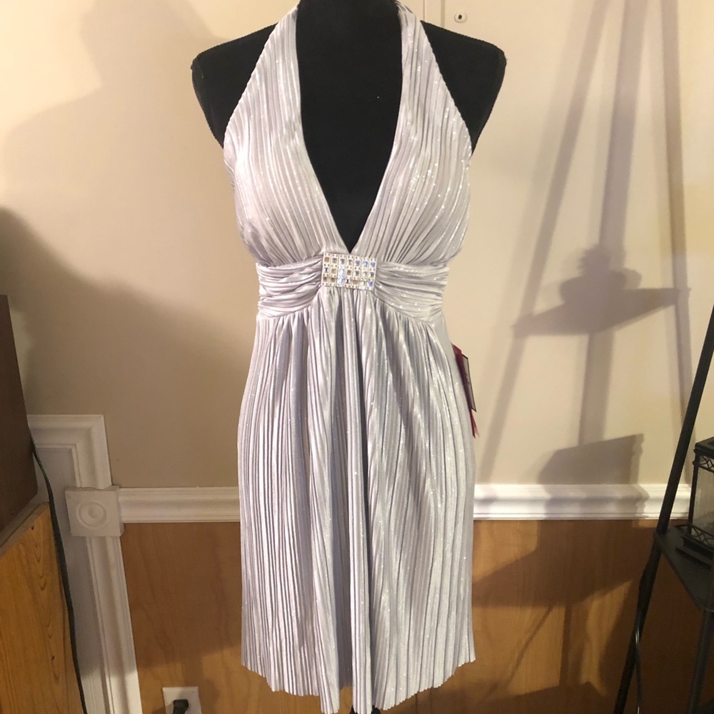 Silver sparkly halter dress